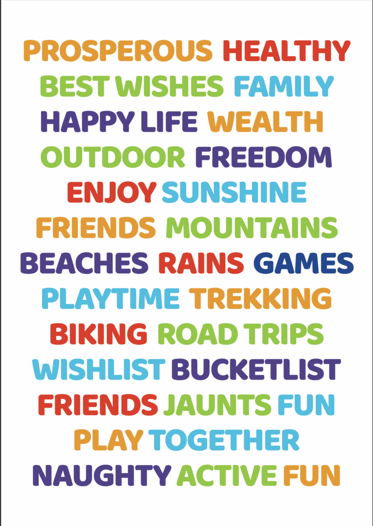 Colourful, text-based card